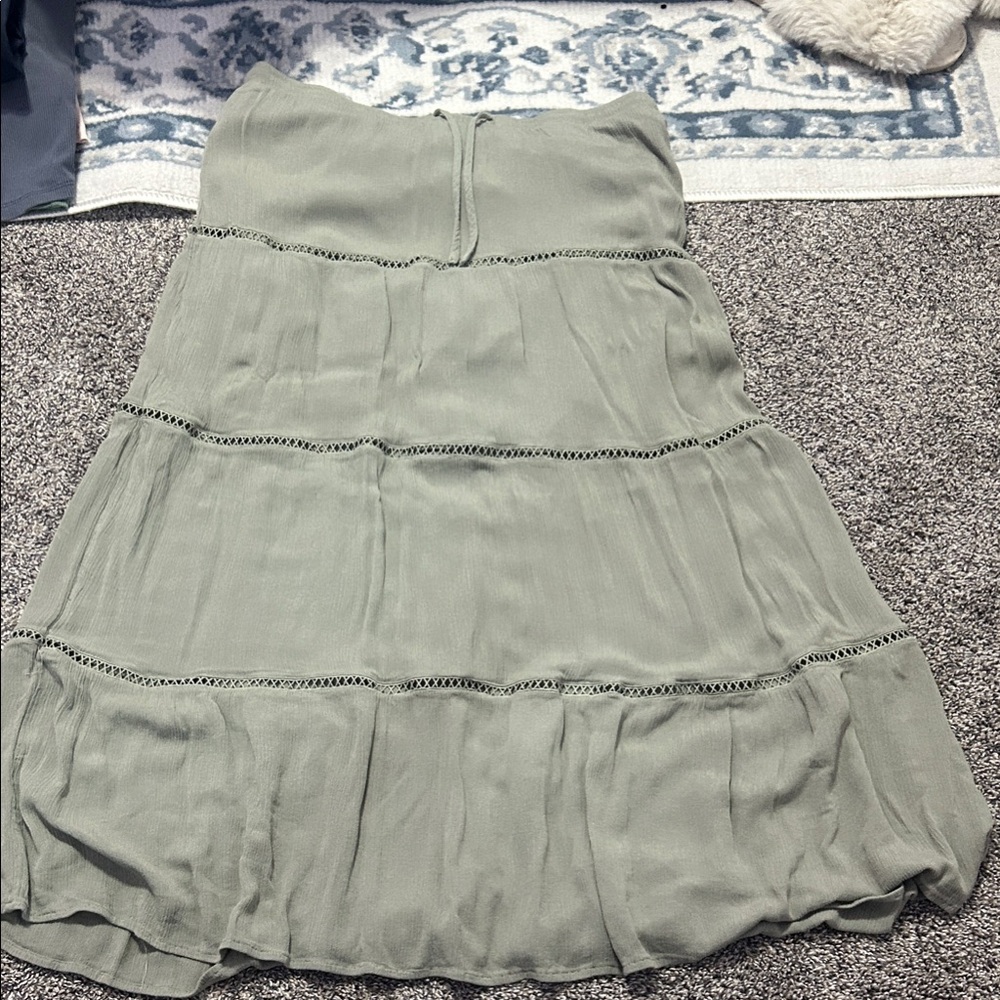 Green Tiered Skirt